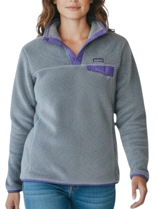 Patagonia Sweaters - PATAGONIA Fleece Pullover in Gray w/ Purple Accents Size Small
